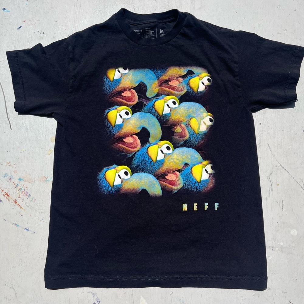 Men's Disney x Neff Black Muppets T-Shirt M Cartoon Jim Henson‎ Gonzo Animal Art